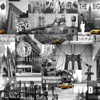 Brooklyn bridge nyc skyline black - international typographic style free wallpaper