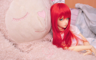 Doll bear pinkwig remodernism aliceprin - a pink wig free wallpaper
