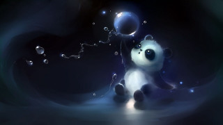 Panda bear bubbles floating air 2 - the air above free wallpaper
