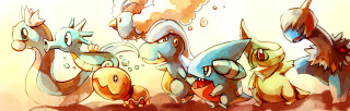 Pokemon group cartoon yellow red - brom free wallpaper