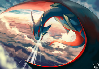 Dragon flying clouds bright light 2 - altermodern free wallpaper