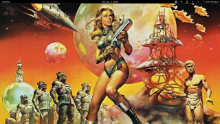 Woman holding gun space suits - sci fi free wallpaper