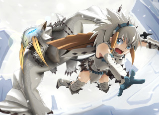 Cartoon character flying sword helmet - her hand and a helmet free wallpaper