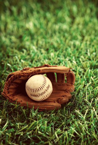 Baseball mitt with ball on - free sports wallpaper