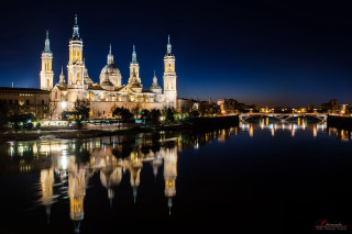 Cathedral night river bridge foreground - the river free wallpaper