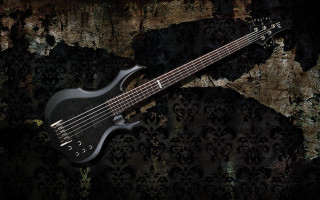Black bass guitar wallpaper background - biomechanical free wallpaper