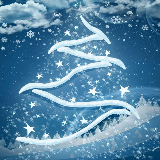 Christmas tree snow stars clouds - snow free wallpaper