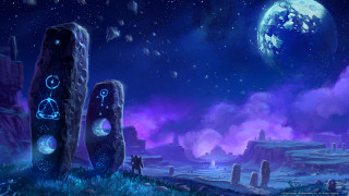 Space station blue purple sky - league of legends concept art free wallpaper