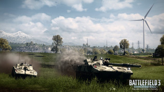 Tanks field wind turbine mountain - 100mm free wallpaper