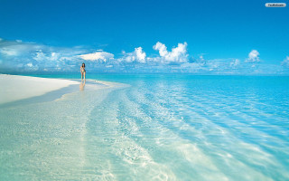 Beach person ocean looking water - impressionist free wallpaper