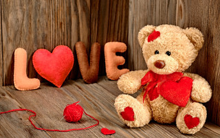 Teddy bear love heart rose - a cross stitch free wallpaper