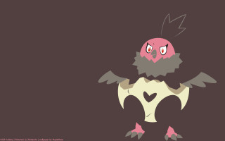 Cartoon bird heart wings spread - its chest free wallpaper