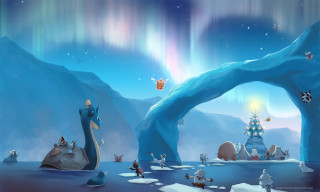 Snowy mountain blue ice cave - concept art free wallpaper