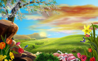 Tree painting art nature landscape - a painting of a tree free wallpaper