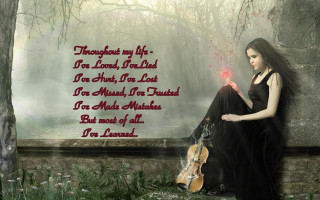 Woman sitting ledged violin poem - a ledge free wallpaper