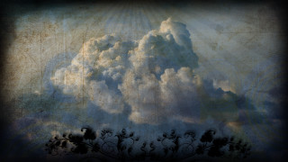 Cloud sunbeam flower border painting - a matte painting free wallpaper