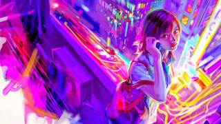 Woman talking cell phone neon - neon color free wallpaper
