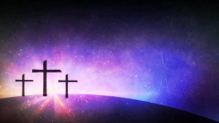 Three crosses hill bright background - radiant free wallpaper