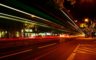 City street traffic night long 4 - long exposure free wallpaper