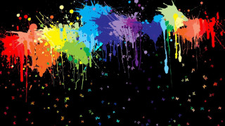Rainbow paint splatter background stars 2 - graffiti paint free wallpaper