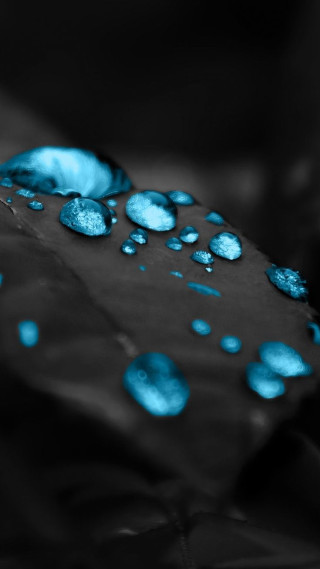 Blue umbrella water droplets black - computer art free wallpaper
