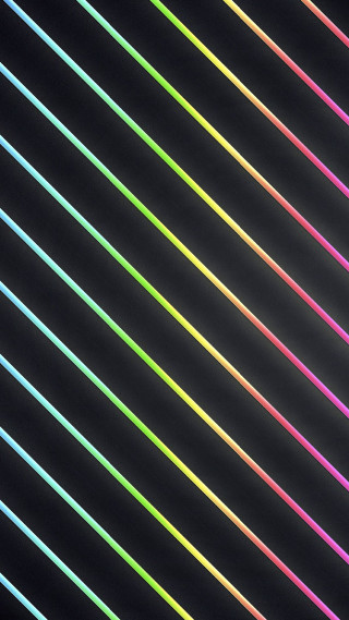 Black background rainbow line pattern - neon free wallpaper