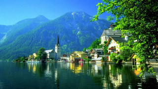 Lake church mountains bridge castle - beautiful free wallpaper for desktop