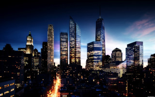 City skyline tall buildings night 14 - tall building free wallpaper