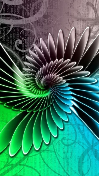 Colorful flower swirly design spirals - computer art free wallpaper