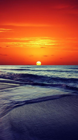 Sunset ocean red sky sun 2 - sunset free wallpaper