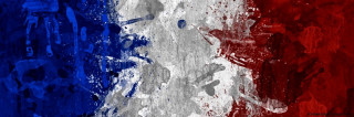 France flag grungy wall painting - a faded edge free wallpaper