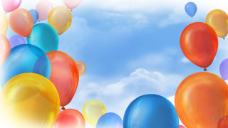 Balloons sky clouds naive art - a sky background behind them free wallpaper