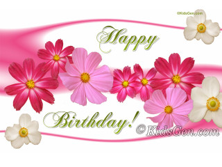 Birthday card pink flowers daisies - a happy birthday free wallpaper