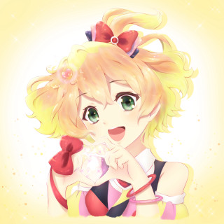 Cartoon girl bow lollipop hand - a hologram free wallpaper