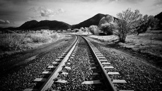 Train track desert mountains clouds 2 - ansel adams free wallpaper