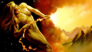 Woman sword mountain yellow sky - a yellow sky free wallpaper