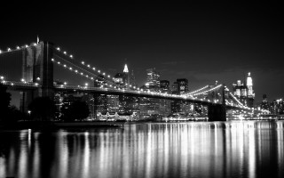 City skyline bridge night reflections 2 - cinematic free wallpaper for desktop