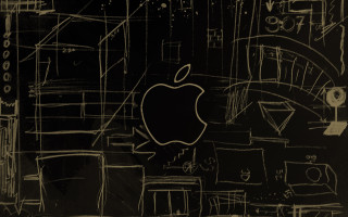 Apple blackboard cityscape outline drawing - a blackboard free wallpaper