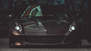 Black sports car hood up 8 - a parking lot free wallpaper