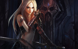 Woman sword cave demon back - a sword in a cave free wallpaper