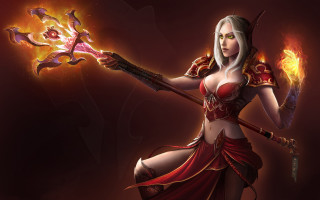 Woman red dress fire wand - league of legends concept art free wallpaper