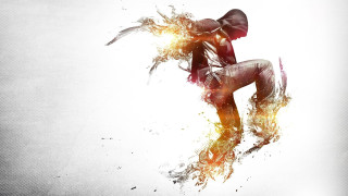 Suit tie skateboard trick fire - his leg free wallpaper