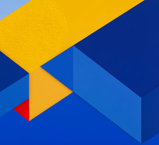 Blue yellow abstract red square - geometric abstract art free wallpaper