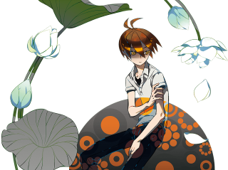 Boy sitting rock flower background - a boy free wallpaper