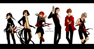 Anime characters group arms around 9 - tarot card free wallpaper