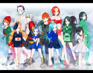 Anime girls snow falling winter - toyism free wallpaper