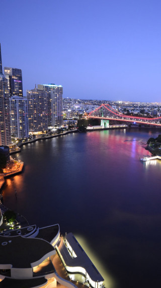 City skyline river bridge night 11 - night free wallpaper