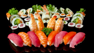 Black table sushi shrimp side - lostfish free wallpaper