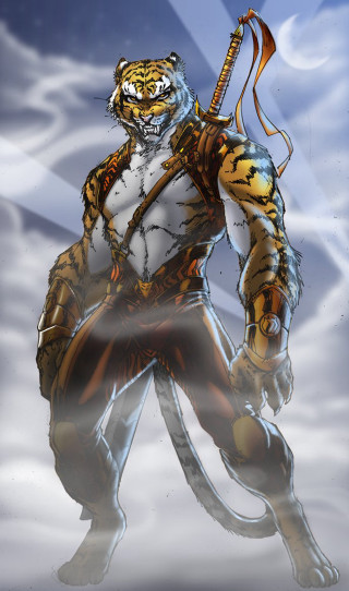Tiger sword sky clouds blue - a tiger free wallpaper
