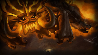 Demon horns eyes painting head - a painting of a demon free wallpaper